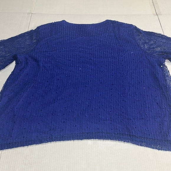 NWT Alfred Dunner Women's Blue Top elbow length w tiny v neck silver accessory - Picture 10 of 13